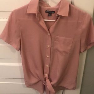 JCrew Pink XS Cropped Tie Button Down.